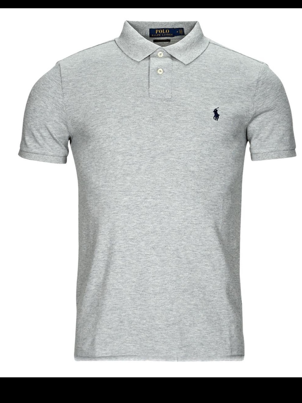Polo Ralph Lauren Classic Fit Mesh Polo Shirt Gray Navy Pony L